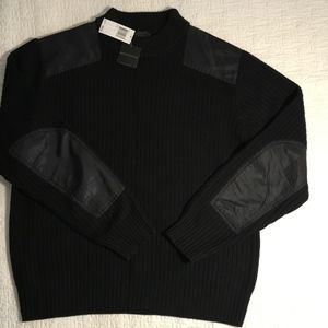 Magaschoni Navy Ribbed Wool Sweater, L, NWT